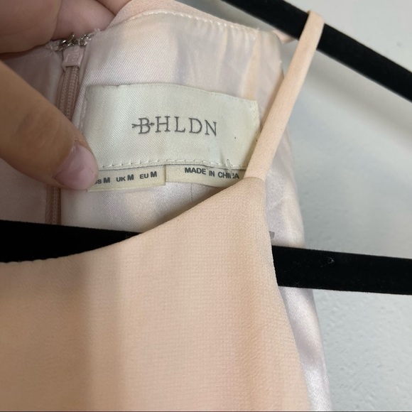 BHLDN Cayenne Maxi Chiffon Dress Blush Pink High Neck Side Slit Size Size Medium - Picture 10 of 13